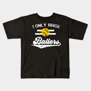 Raise Ballers Softball Baseball Player Kids T-Shirt